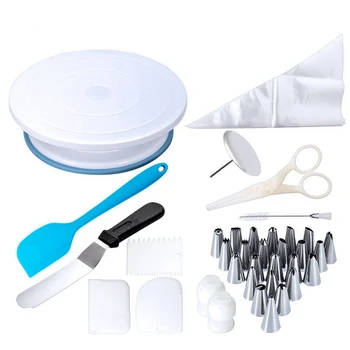 

45PCS/Set DIY Cake Turntable Baking Silicone Mold Cake Plate Rotating Round Cake Decorating Tools Rotary Table Pastry Cake Stand