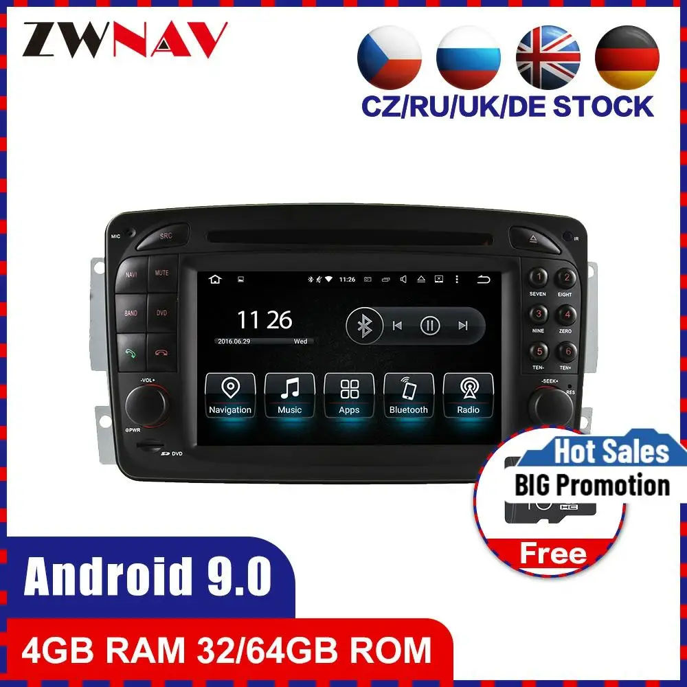 4G + 64G Android 9 0 Автомобильный DVD стерео плеер GPS ГЛОНАСС Navi для Mercedes Benz SL R230 SL500 2001-2007