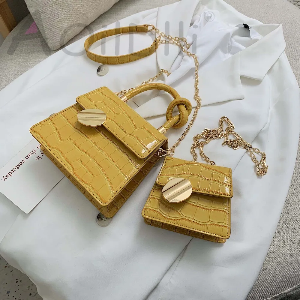 Качественные кожаные сумки через плечо с каменным узором для женщин