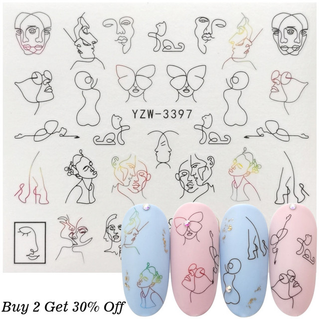 New Jewelry Nail Sticker Black Vintage Boho Style Decals Manicure Water Transfer Slider Foil Slider Decorations