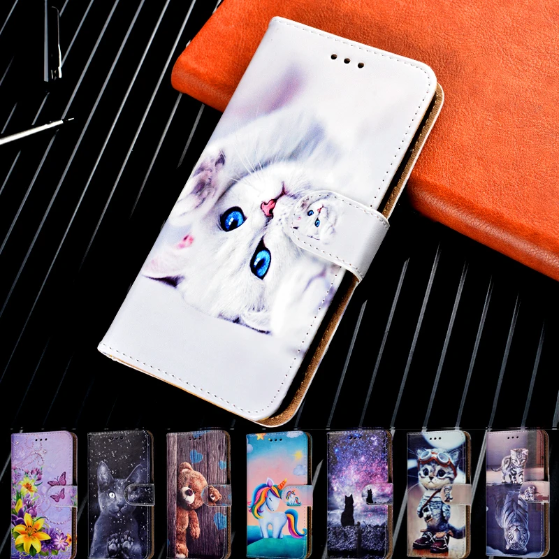 Cute Leather Phone Bag Case For Xiaomi Poco X3 NFC чехол Capa Pocophone M2007J20CG Animal Flower Cat Tiger Bear | Мобильные
