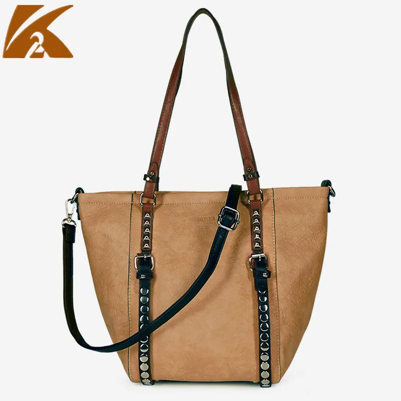 

Women's Designer Luxury Handbag 2020 Fashion High Quality PU Leather Women Top-handle Handbags Rivet Shoulder Messenger Tote Bag