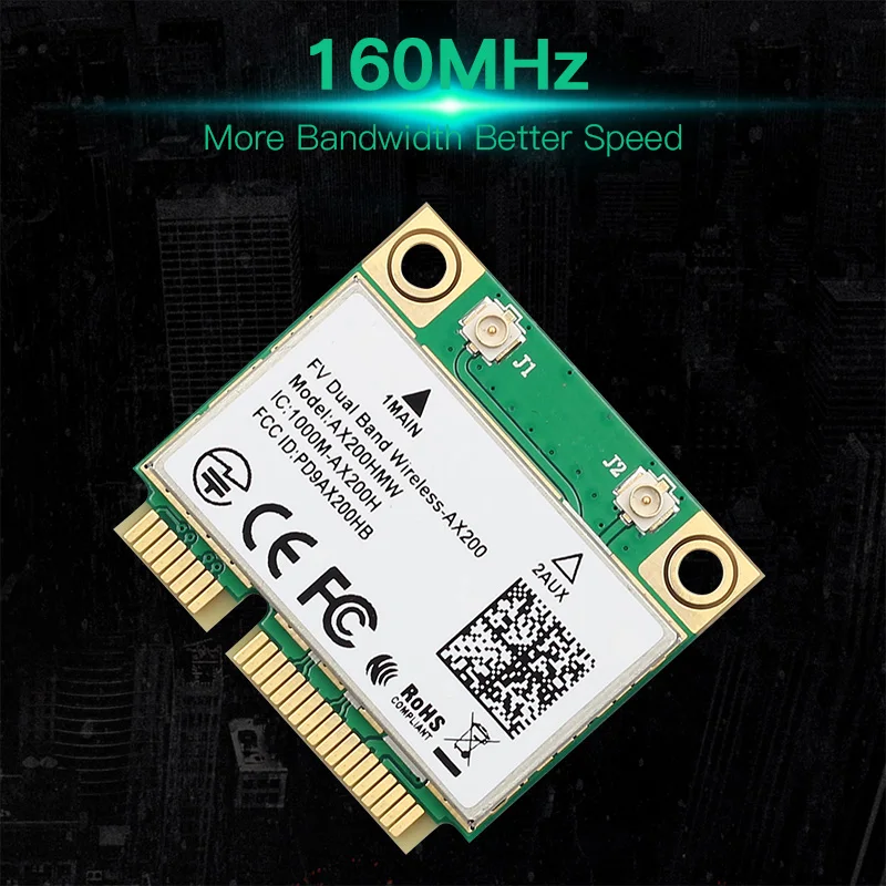 Dual Band Mini PCI-E Wifi 6 Intel AX200 Wlan 802.11ax Wireless AX200HMW 2974Mbps Bluetooth 5.0 Half Mini PCI Express Laptop Card