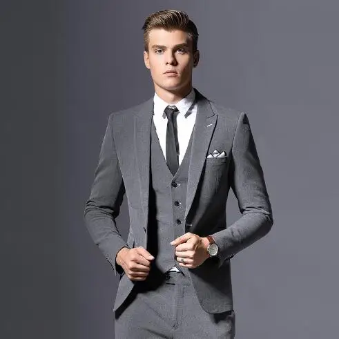 Begie Slim Fit Свадебный мужской костюм новейшее пальто брюки дизайн выпускного вечера из 3 предметов(куртка+ брюки+ жилет+ галстук) смокинги для жениха мужской костюм - Цвет: as pic
