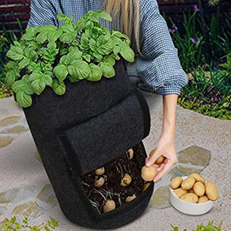 3 Size Felt Plant Grow Bags Nonwoven Fabric Garden Potato Pot