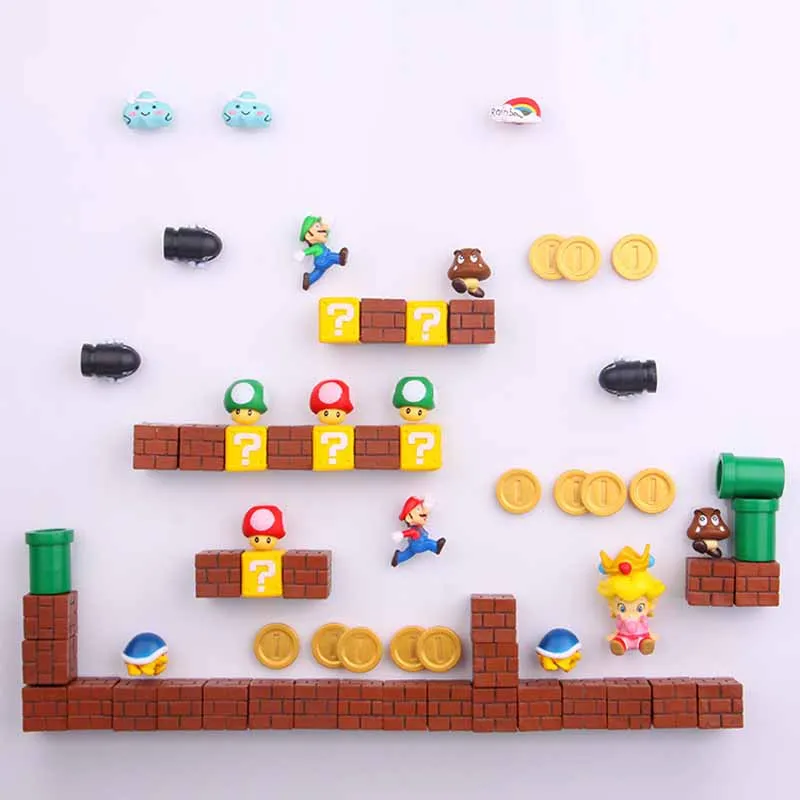 

2019 New 3D Super Mario Bros. Fridge Magnets Refrigerator Message Sticker Funny Girls Boys Kids Children Student Toys Birthday