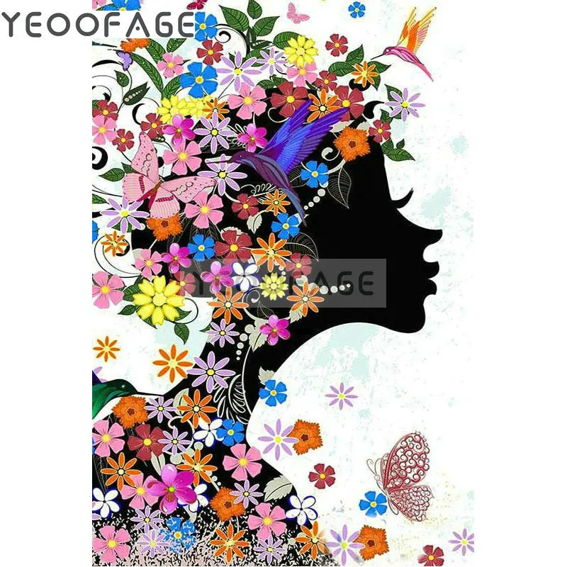 YUMEART-Full-Square-Drill-5D-DIY-Diamond-Painting-Cross-Stitch-Flower-Fairy-Girl-Butterfly-and-Birds