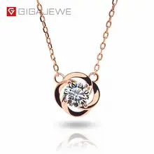 GIGAJEWE 0.5ct 5 мм EF Круглый 18 К покрытый розовым золотом 925 Серебряный Муассанит ожерелье алмазное Проверенное ювелирное изделие подарок для женщин и девушек