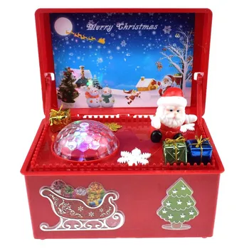 

Large Christmas Music Box Glowing In The Dark With Snow Globe Santa Claus Plastic Music Box Christmas Gift For Children Toy