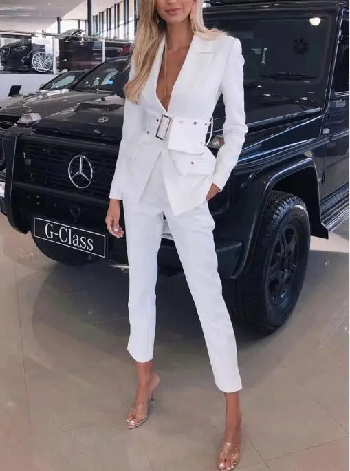 High Quality White Jumpsuits Sexy Celebrity Long Sleeve Elegant Night Club Party Suits Women | Женская одежда