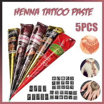 

5PCS/SET Drop Ship Henna Indian Henna Tattoo Paste Color Waterproof Temporary Tattoo Body Art Sticker Body Paint