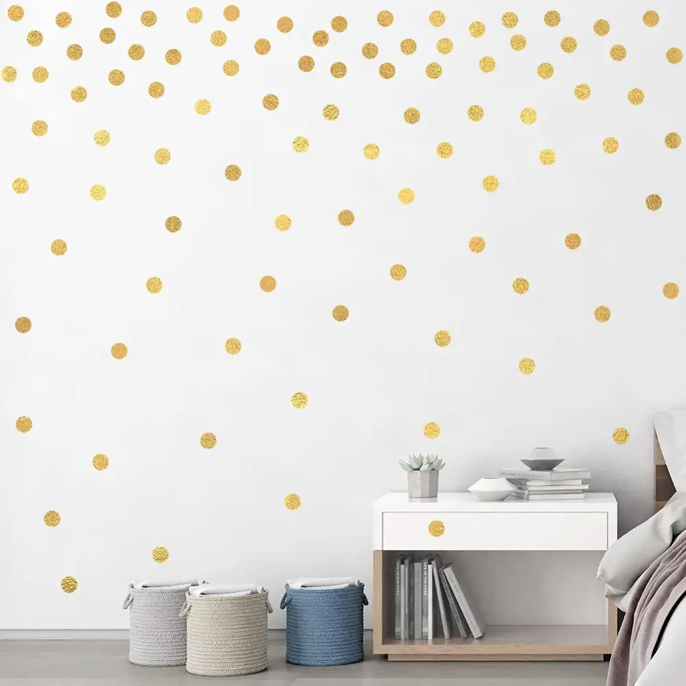 Gold Circle Wall Sticker For Kids Room Baby Nursery Room Kids Bedroom Children Wall Decals Home Art Wallpaper Decor 28x28cm