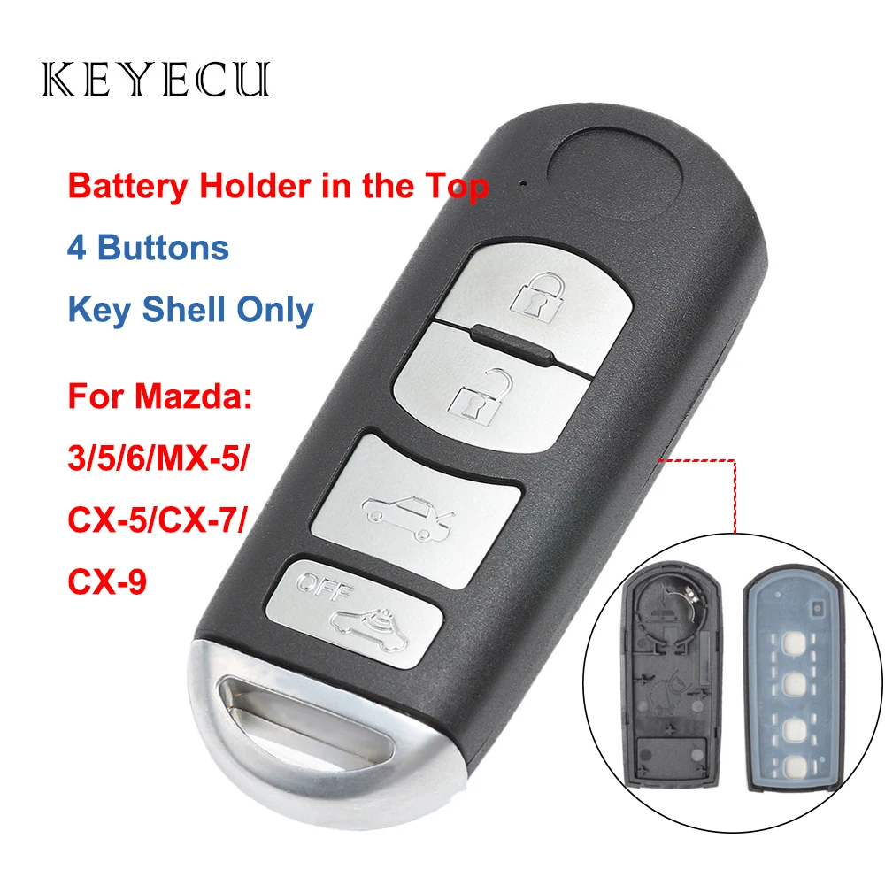 

Remote Key Fob Shell Case Cover Replacement 4 Buttons for Mazda 3 6 MX-5 Miata CX-7 CX-9 2009 2010 2011 2012 2013