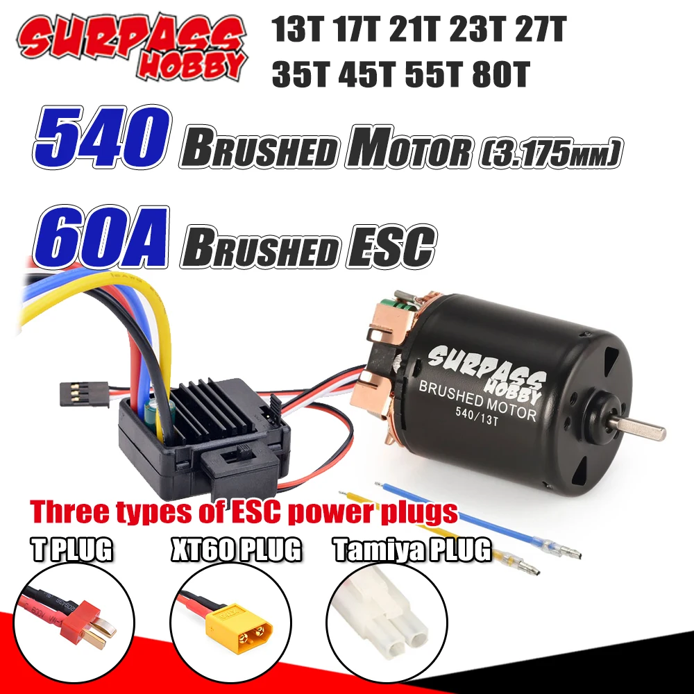 Щеточный двигатель SURPASS HOBBY 540 щеточка ESC 7 2 В для 1/10 радиоуправляемых машинок