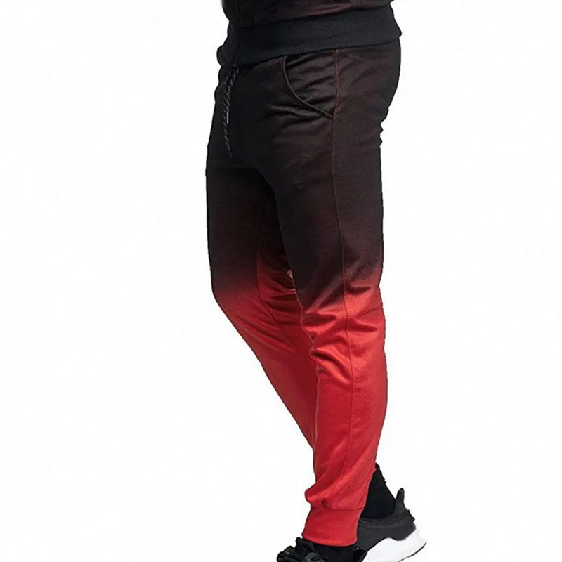 Red Pants Осенний мужской модный комплект с 3D принтом, толстовка+ брюки, костюмы, градиентная повседневная куртка, брюки, спортивный костюм, уличная одежда большого размера - Цвет: Red Pants