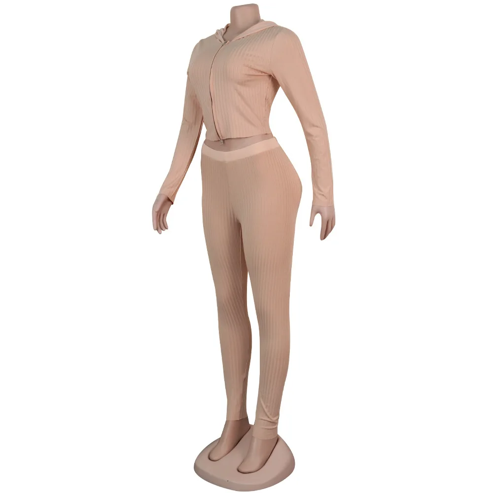 HAOYUAN Sexy Knitted Two Piece Set Tracksuit Women Fall Winter Clothing Crop Top and Pants Matching Suit 2 Piece Club Outfits