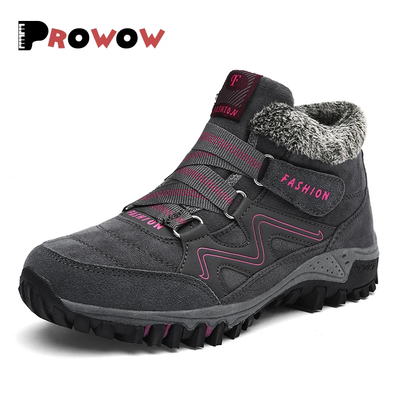 

Men/Women Boots Winter With Plush Waterproof Snow Boots Fur Warm Casual Ankle Rubber Boots Men Shoes Comfortable Fashion 2019