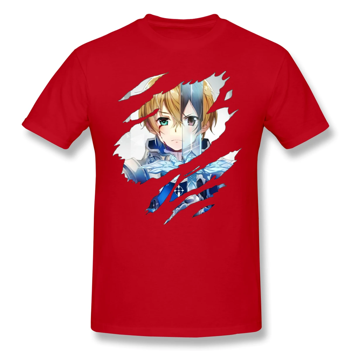 Футболка для мужчин Eugeo X kiito 100% хлопок Sword Art Online футболка 6XL одежда смешного