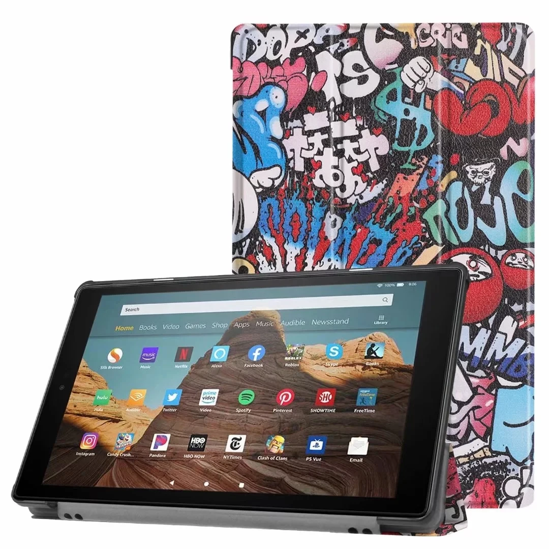 Чехол для Amazon Kindle Fire HD 10 Tablet Release Smart Cover for All-New Fire HD 10 9 поколения чехол для планшета+ пленка+ ручка