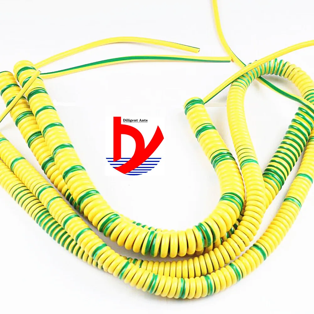 1-жильный пружинный спиральный провод и кабель 18AWG 15AWG 13AWG 11AWG 9AWG 8AWG 1 м 2 м 3 м желто-зеленый шнур питания выдвижной провод