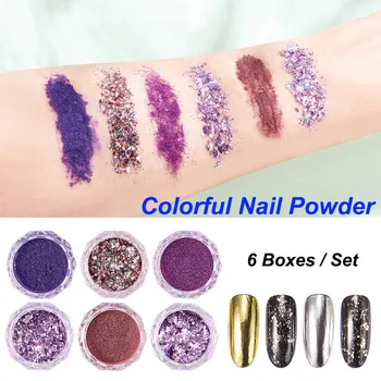 

Nail Art Femme Multi-color Magic Mirror Powder Color Foil Phantom Powder Manicure Powder Set gel polish Nagel Mujer nails sticke