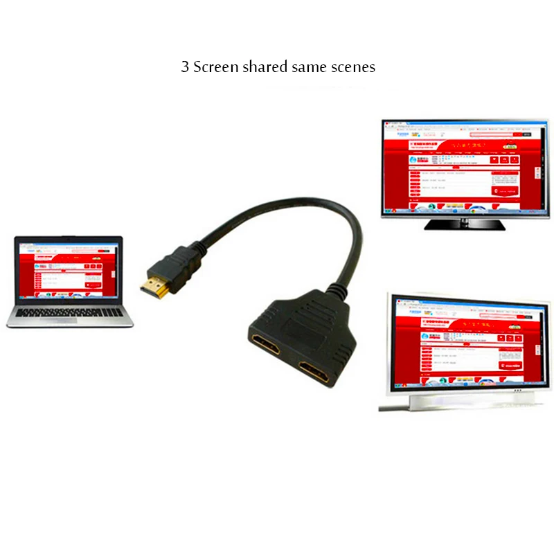 2 двухпортовый Y HDMI сплиттер 1080P HDMI v1.4 кабель-адаптер с разъемом «Папа-мама» 1 в 2 выхода HDMI Соединительный кабель светодиодный ЖК-телевизор