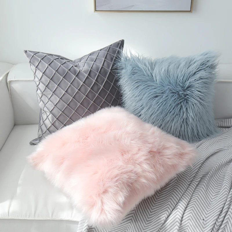 Blankets  &  Cushion Covers ROSE PINK & WHITE  Faux Fur Throw Single Sided 