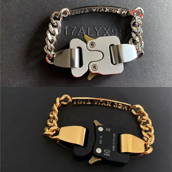 

Hero Chain ALYX Buckle Bracelet Men Women 1:1 high Quality 1017 ALYX 9SM logo Charm Openwork letters Stainless steel chain