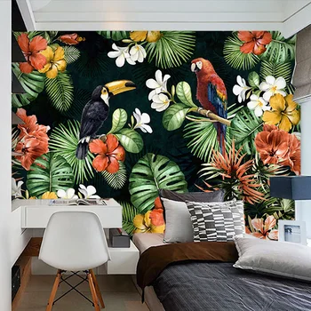 

Custom Photo Wallpaper 3D Flowers Birds Plant Leaf Murals Living Room Bedroom Creative Home Decor Wall Painting Papel De Parede