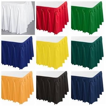 

Pleated Polyester Table Skirt Banquet Tablecloth Skirting For Wedding Event Party Christmas Decoration