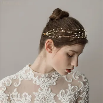 

NPASON Gold Tiny Beads Bridal Hair Crown Jewelry Fashion Women Headpiece Wedding Headband Hair Vine Accessories