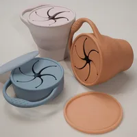BPA Free Kids Silicone Food Storage Box Solid Color Baby Snack Cup Portable Children Snacks Container With Lid 2
