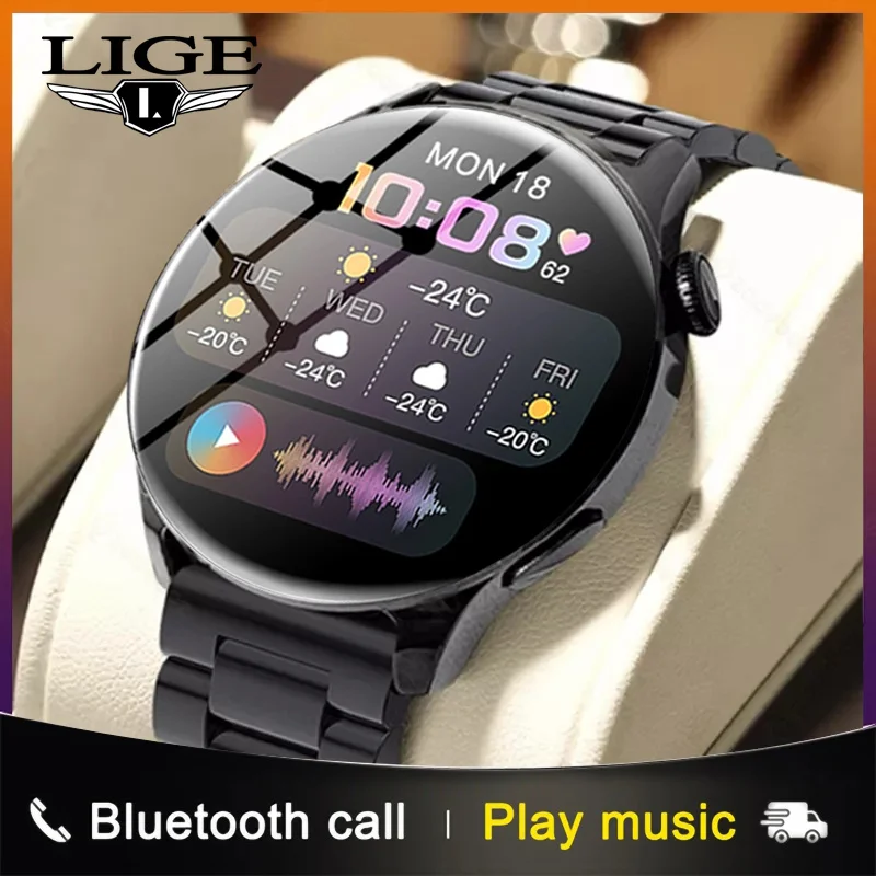 

LIGE New Full Touch Smart Watch Men Bluetooth Call Custom Dial Smartwatch For Android iOS Password Sport Fitness Tracker Watches