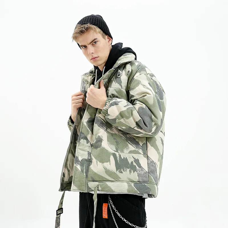 

2020 New Men Winter Camouflage Cotton-padded Clothes OutWear Male Casual Thick Loose Coat Tide Brand