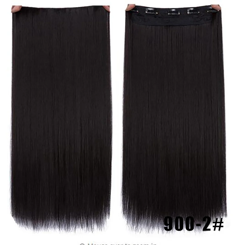 

WTB 24 Inches 60cm Fall To Hips Clip In One Piece Hair Extensions 3/4 Head 5 Clips Straight Synthetic Hairpiece Synthetic Hair