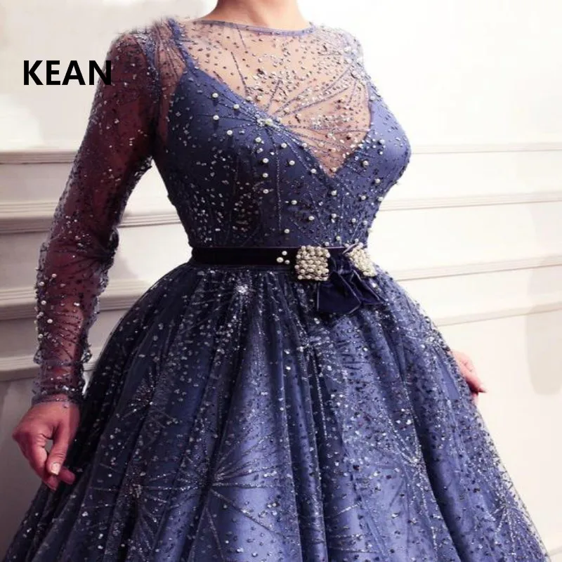Vestidos de festa вечерние платья с длинными рукавами и блестками, кружевной пояс, ислам Дубаи, кафтан, арабское вечернее платье, платье для выпускного вечера