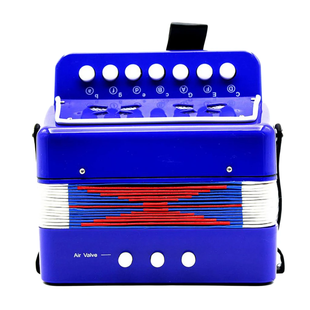 Kids Accordion Children 7-Key 2 Bass Educational Musical Rhythm Band Toy Blue
