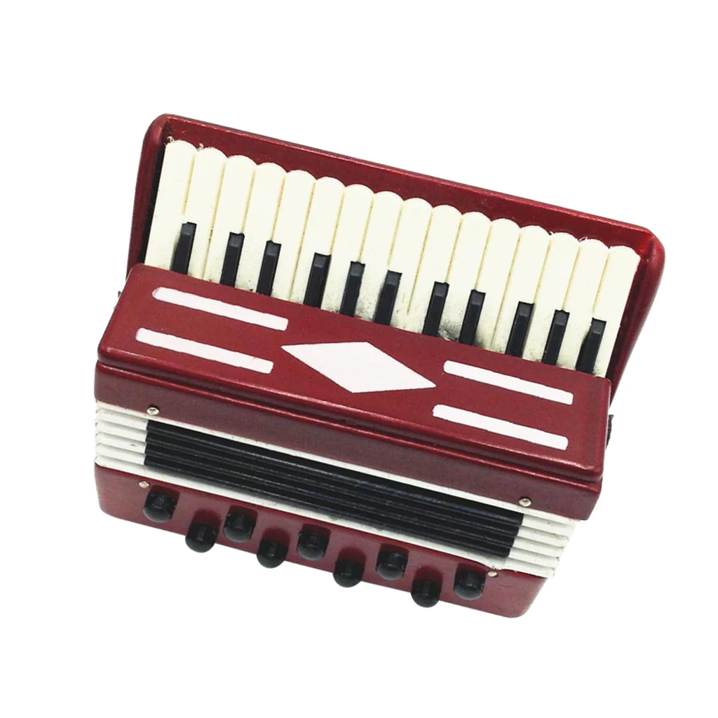 DOLLHOUSE MINIATURE Wooden Accordion Musical Instrument Accessory 1/12 Scale