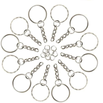 

200 Pieces Keyring Blanks Split Key Rings with Link Chain and Open Jump Rings for Keys Crafts DIY
