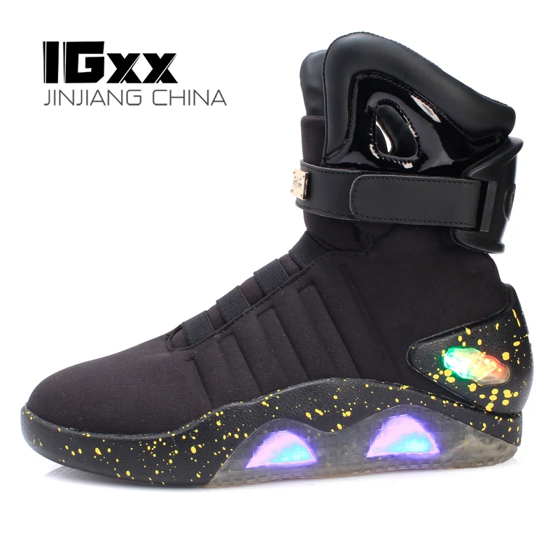 Uitwisseling Verbinding borduurwerk Igxx Hoge Top Led Schoenen Light Up Mannen Led Sneakers Usb Opladen Air  Schoenen Terug Naar De Toekomst Knipperende schoenen Mag Led Zwart|Casual  schoenen voor Mannen| - AliExpress