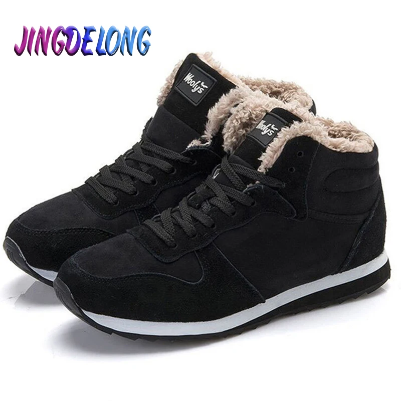 Classic Winter Mens Snow Boots Unisex Warm Fur Men Snow Boots Outdoor Waterproof Boots Platform Winter Leather Mens Sneakers