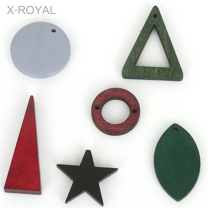 X-ROYAL 10 шт./лот деревянная Геометрическая подвеска круглой формы Треугольники