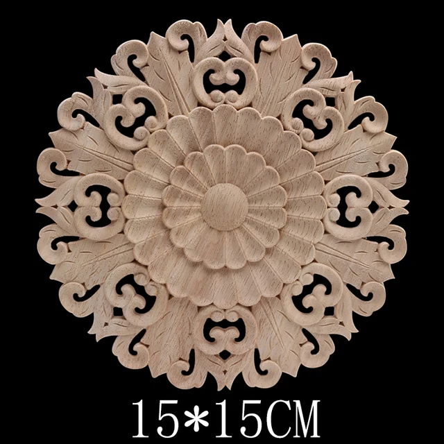 European Retro Floral Rose Wooden Furniture Decoration Accessories Cabinet Wood Decal Wood Craft Wood Applique Onlay Unpainted B136-4