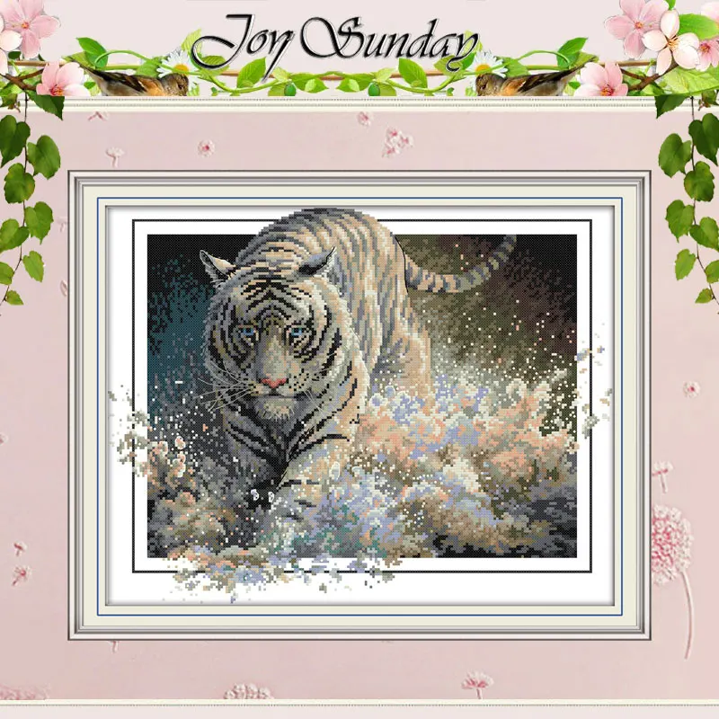 Snow Leopard for Embroidery Art Cross-Stitching Lover Stamped Cross Stitch Kits With Printed Pattern 11CT 63x44cm