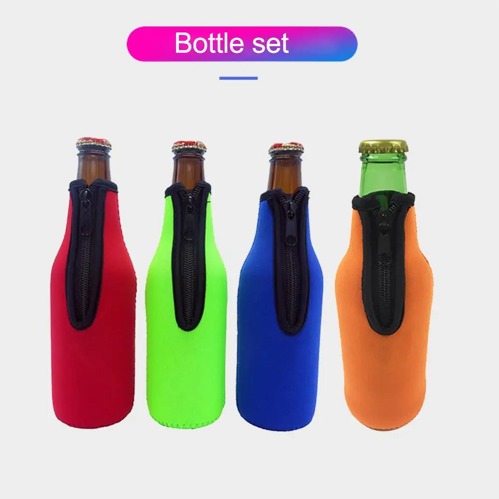 Beer Bottle Cooler Sleeves Zipper Collapsible Neoprene Insulators for