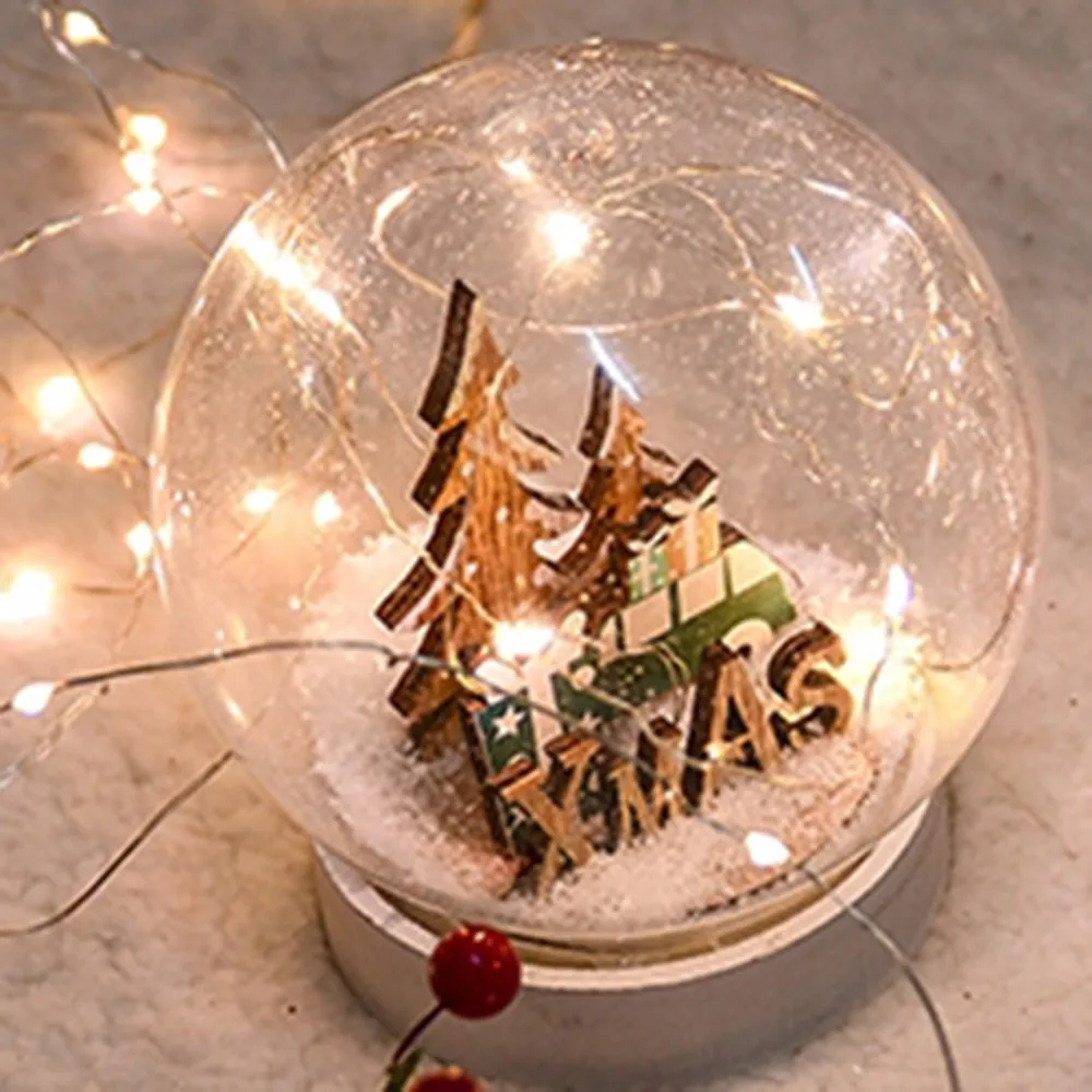 

Xmas Decorations Christmas Decorative Snowflake Santa Claus Cone Ornaments Romantic Crystal Snow Swivel Ball Luminous Lighting
