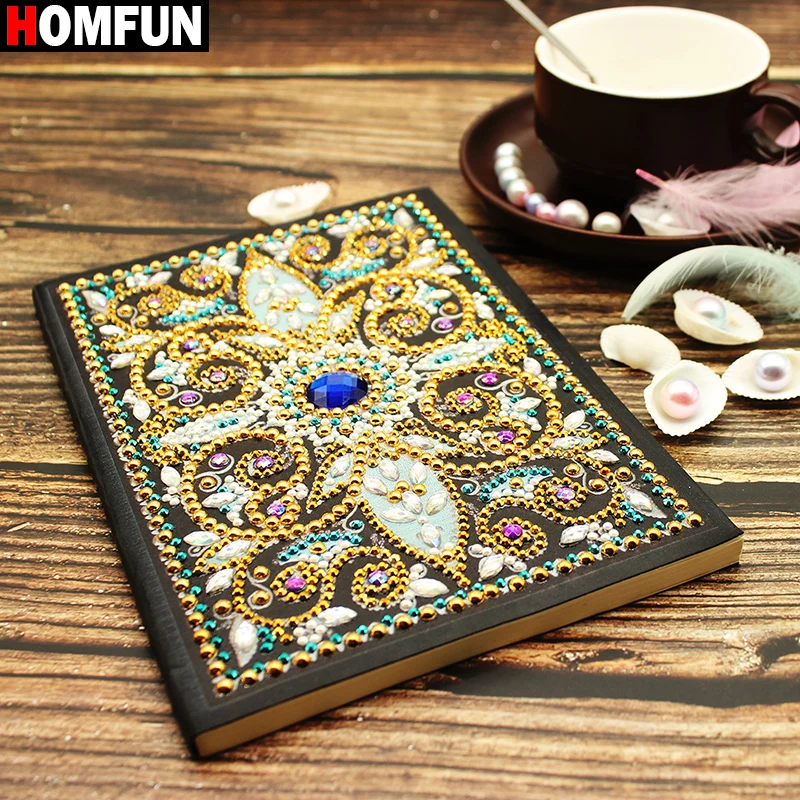 

HOMFUN A5 Notebooks 5D DIY Diamond Painting Special Shape Diary Book Diamond Embroidery "Mandala" Rhinestones Decor Gift