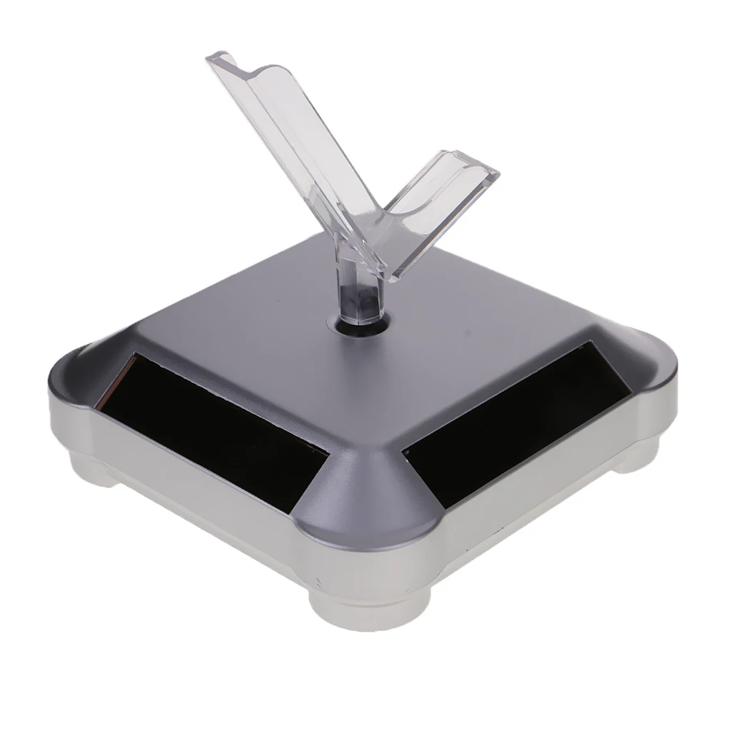 New Solar Powered Jewelry Phone Watch Rotating Display Stand Holder 360 Turn Table Cruve Presentation Showcase