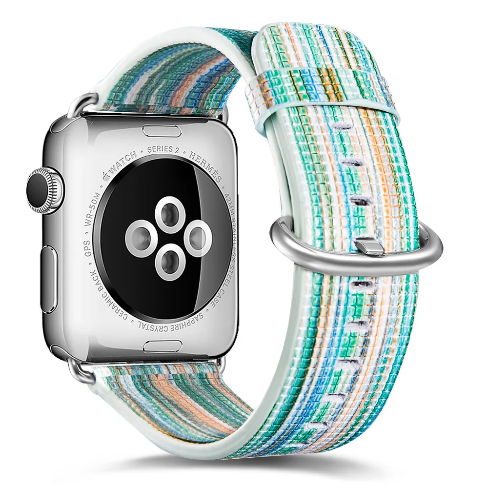 Кожаный ремешок для наручных часов Apple Watch 4 ремешок 42 мм/44 мм Принт с цветком correa наручных часов iwatch серии 4/3/2/1 40 мм/38 мм браслет на запястье ремень