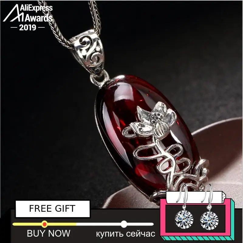 

NOT FAKE S925 Fine Antique shop store Ruby Pendant for Necklace Women Handmade Vintage Natural Carnelian Ruby Red jasper